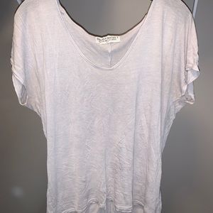 Taupe colored flowy short sleeve tee